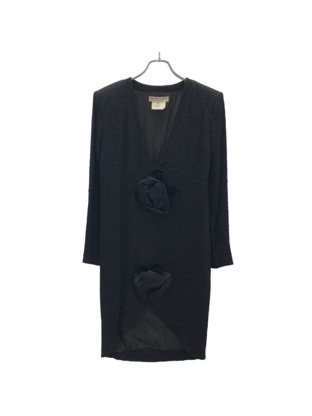 Saint Laurent Rive Gauche Vintage Flower Corsage Dress Black 36